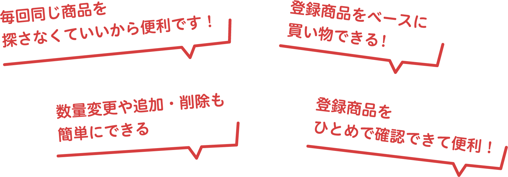 うっかり注文忘れがなくなって助かる！ 毎週届くから便利！ 注文書を書かなくてもほしいものが届いてよかった